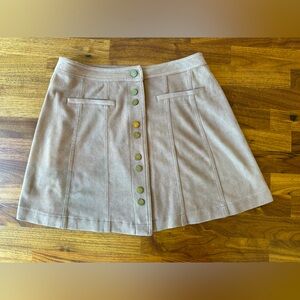Lulus Snap Button Up Brown Suede Skirt - Size Medium